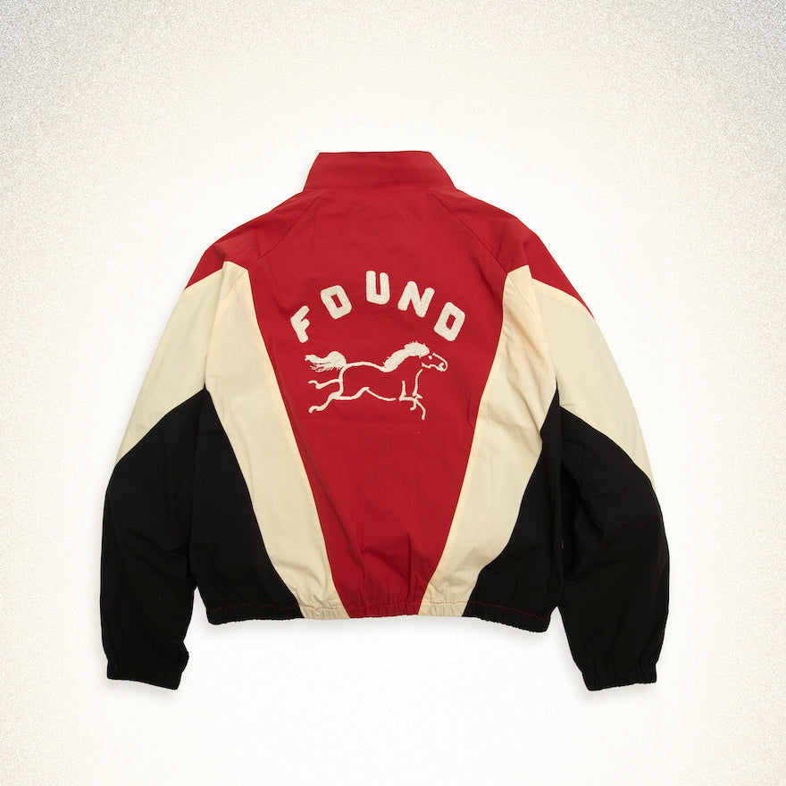 FOUND Pine and Rose Track Jacket In cream/black/red