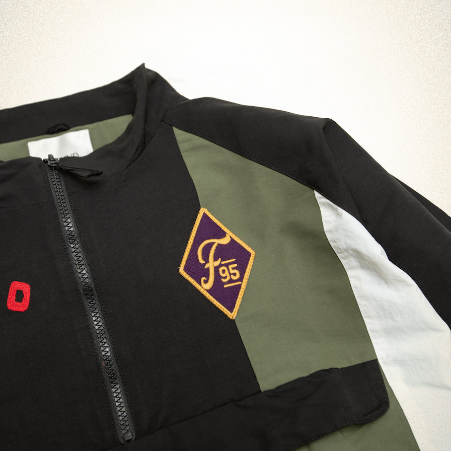 FOUND Sporting Club Pullover Jacket in green/black/cream