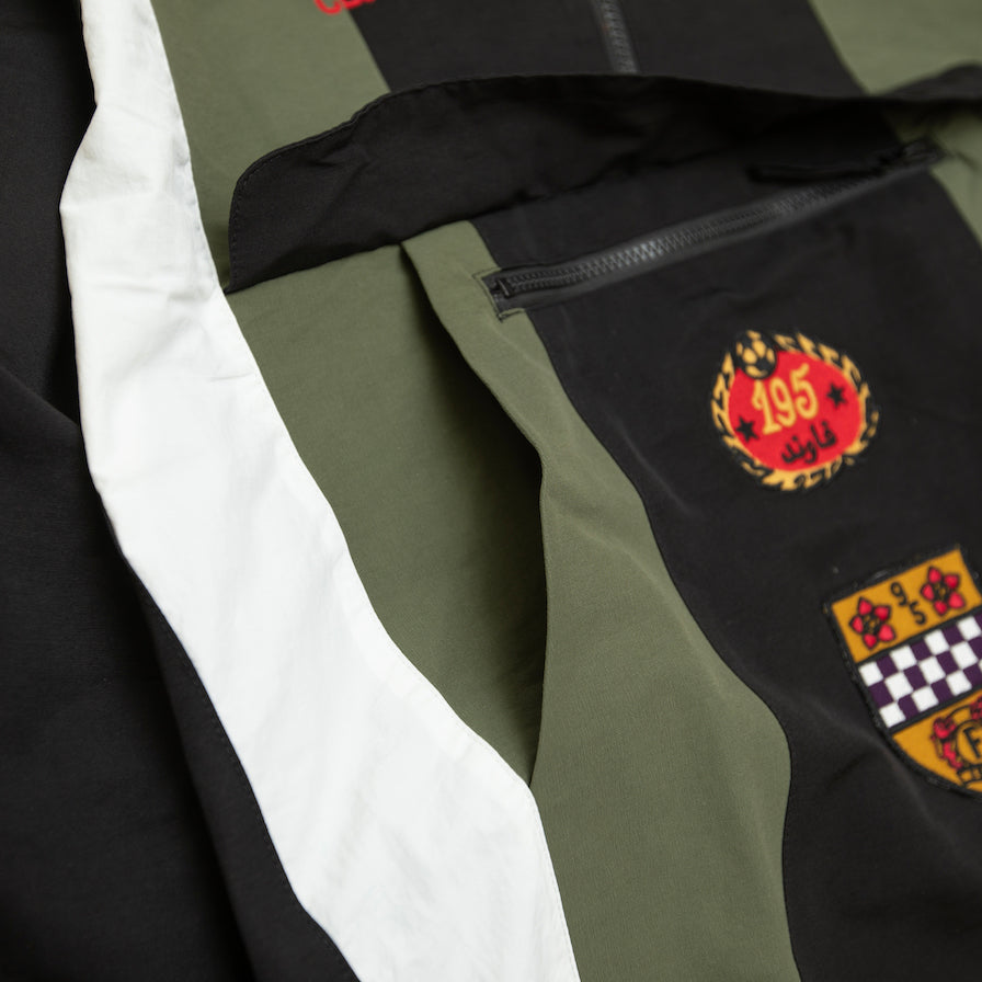 FOUND Sporting Club Pullover Jacket in green/black/cream