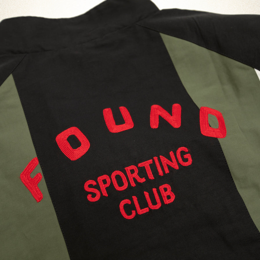 FOUND Sporting Club Pullover Jacket in green/black/cream