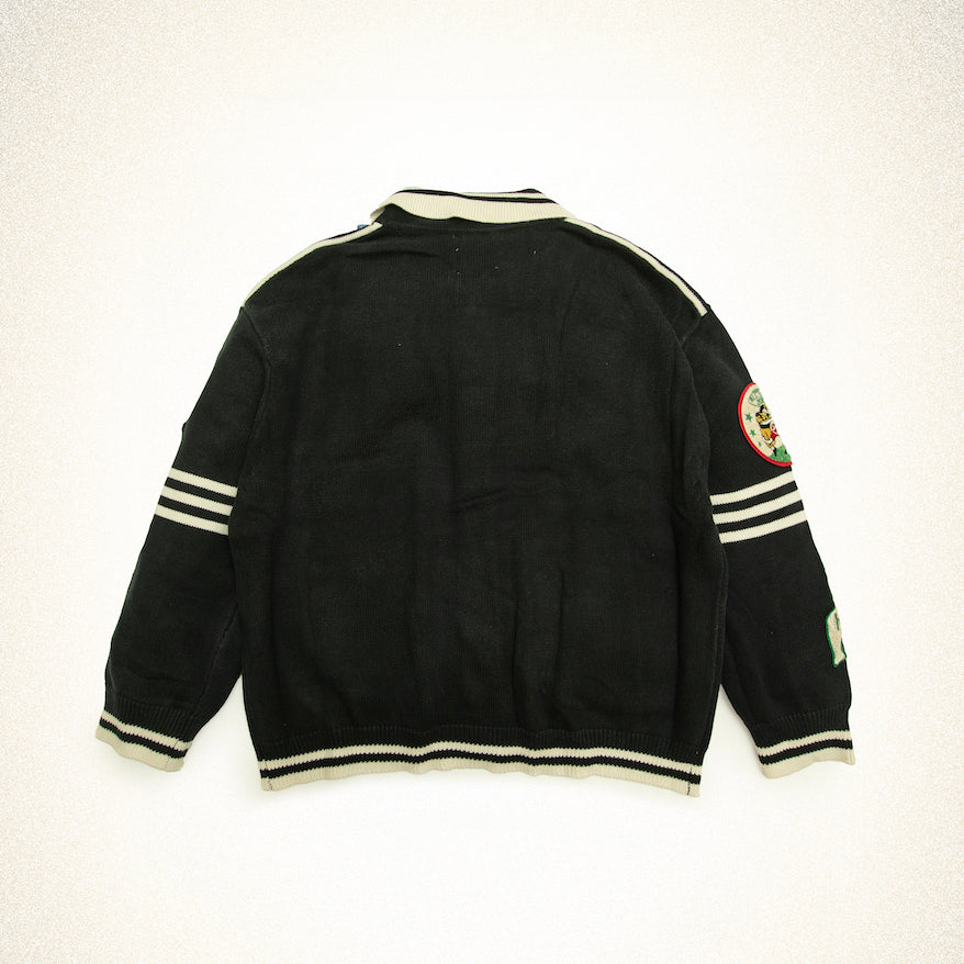 FOUND Varsity Patch Collared Cardigan in vintage black