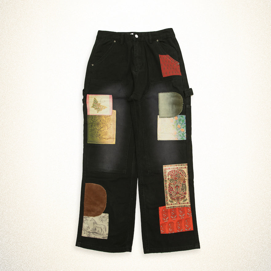FOUND Tapestry Carpenter Canvas Pants in vintage black