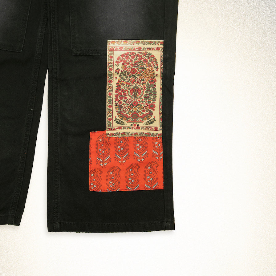FOUND Tapestry Carpenter Canvas Pants in vintage black