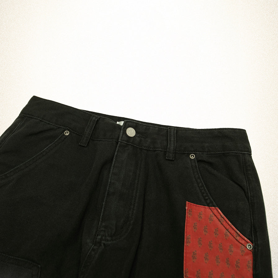 FOUND Tapestry Carpenter Canvas Pants in vintage black