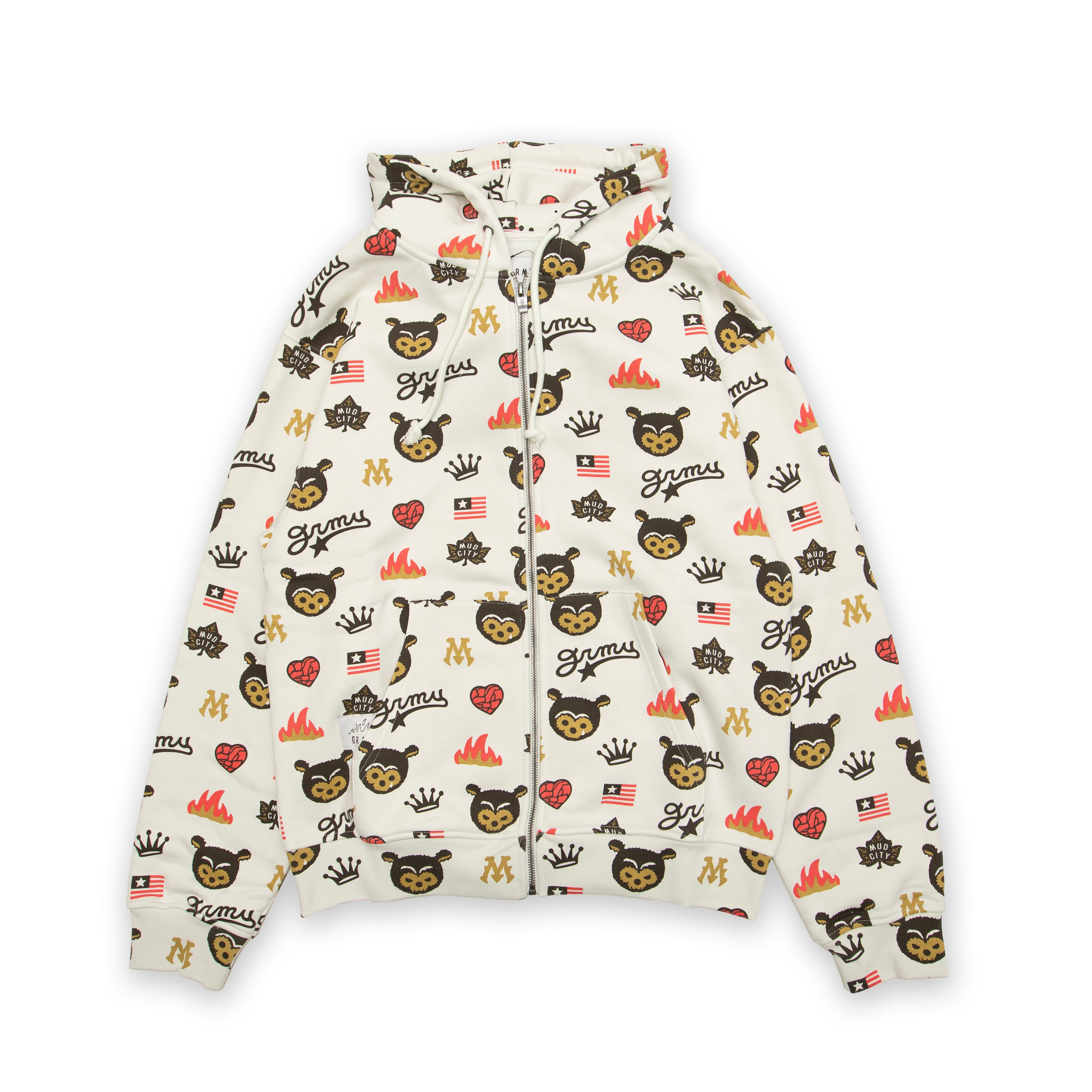 GRIMEY Mud'S The Residence Bear Off White Zip Hoodie