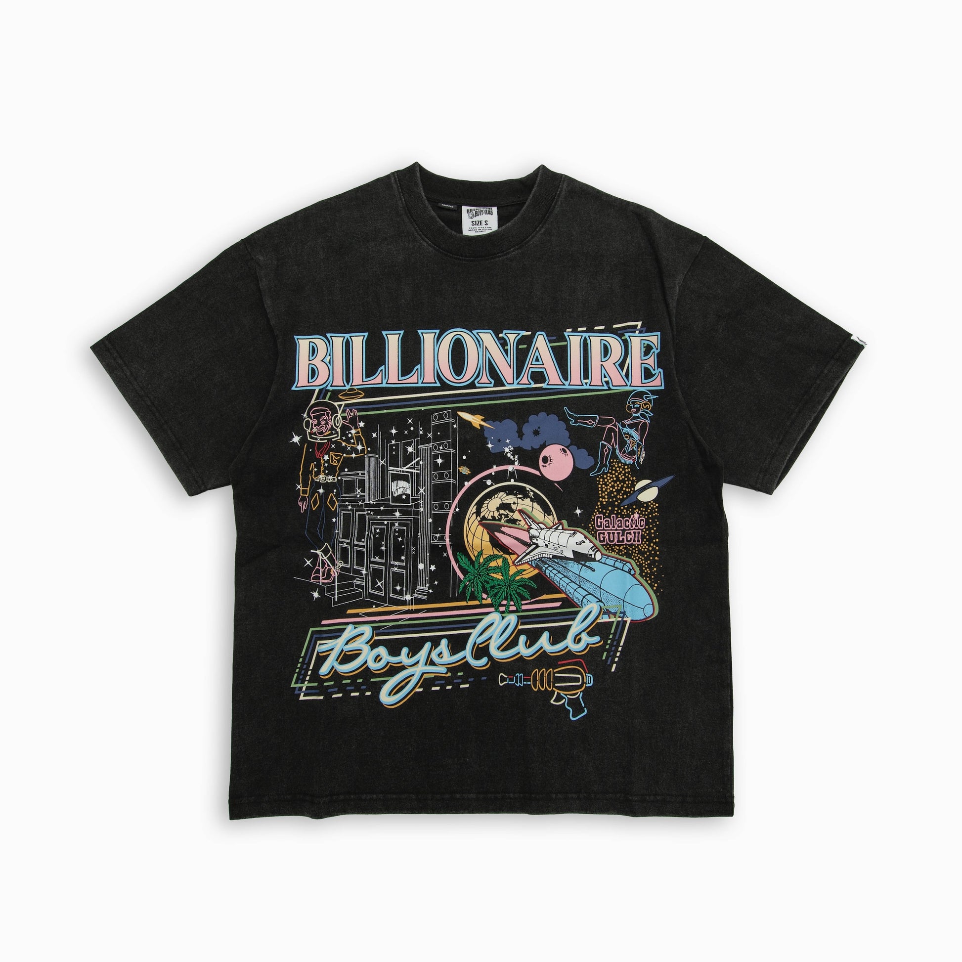 BILLIONAIRE BOYS CLUB BB TO THE MOON WASHED HEAVYWEIGHT CROPPED FIT T- SHIRT