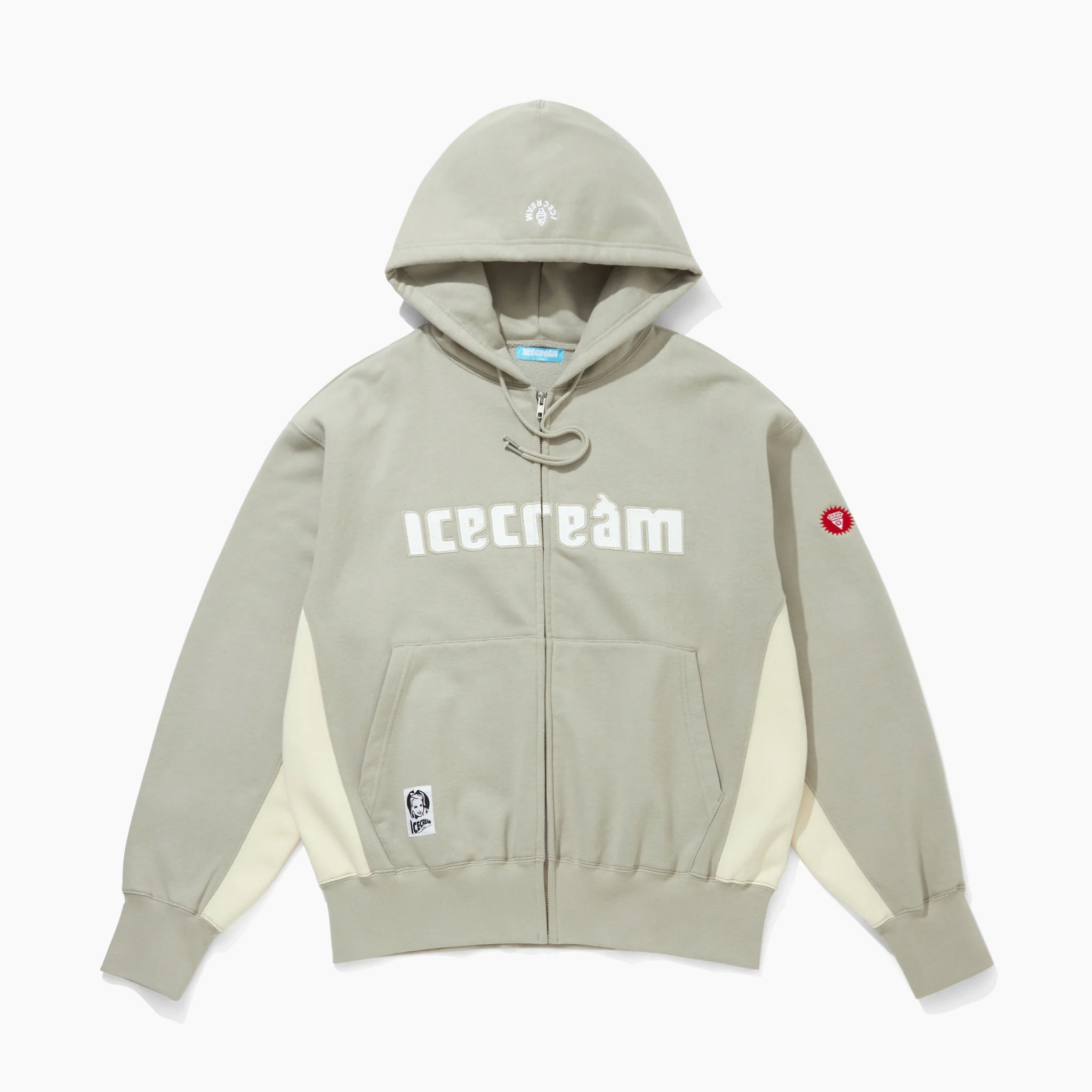 ICECREAM APPLIQUE LOGO ZIP UP COTTON HOODIE/ Japan Exclusive