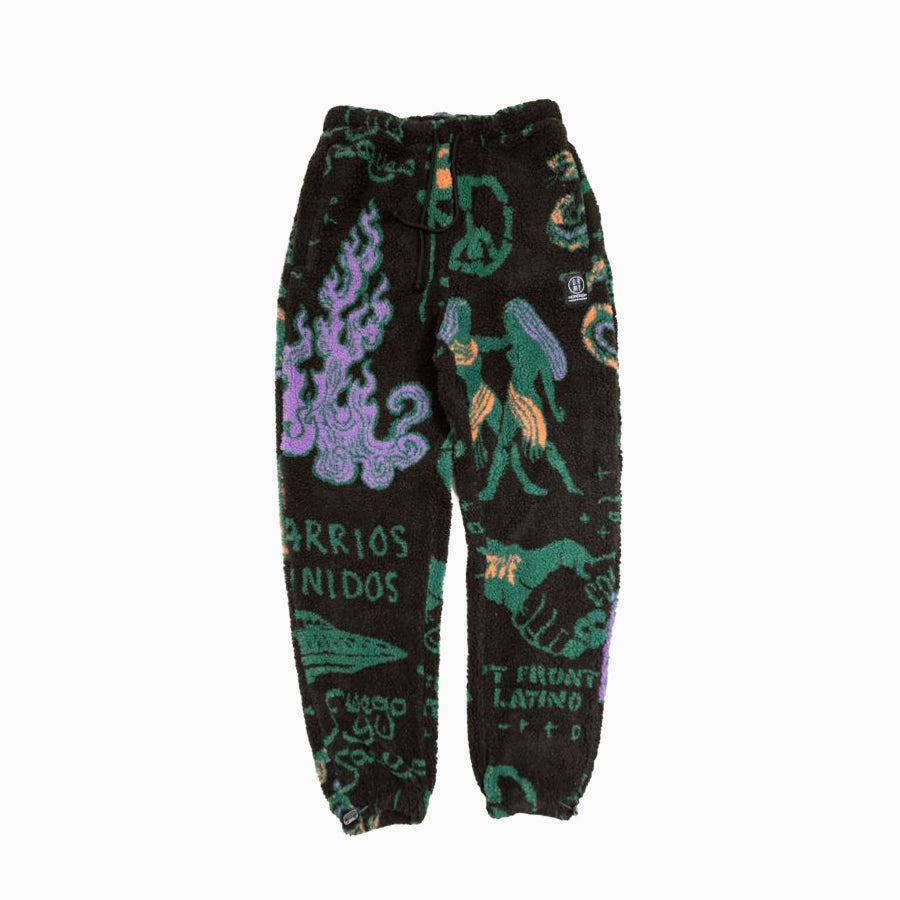 GRIMEY LOST BOYS ALL OVER JACQUARD SHERPA PANTS