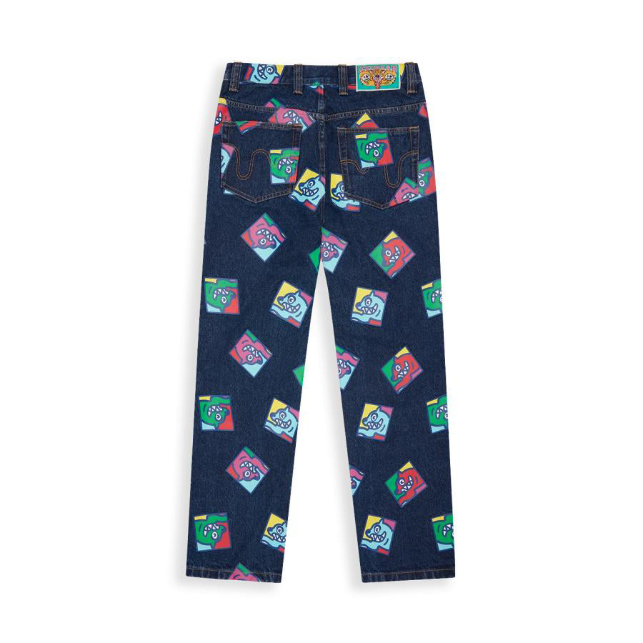 ICECREAM RUNNING DOG TILE DENIM PANTS - INDIGO