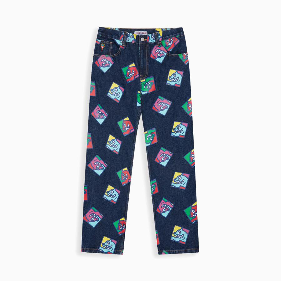 ICECREAM RUNNING DOG TILE DENIM PANTS - INDIGO
