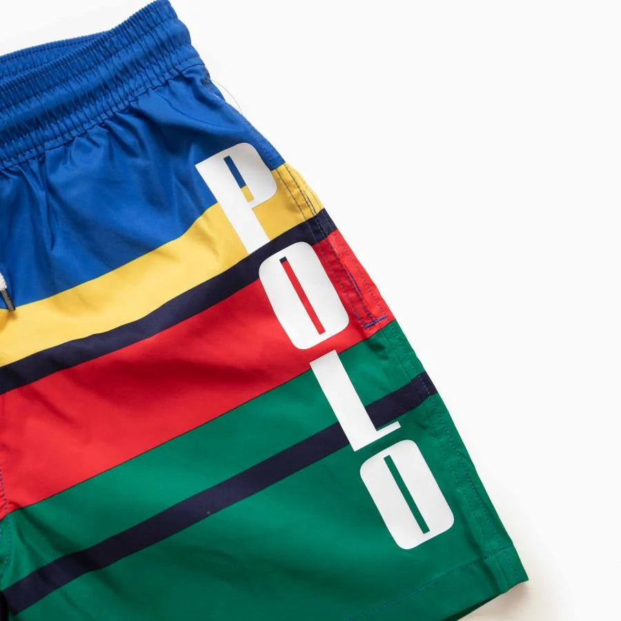 POLO RALPH LAUREN Striped Logo Swim Trunks