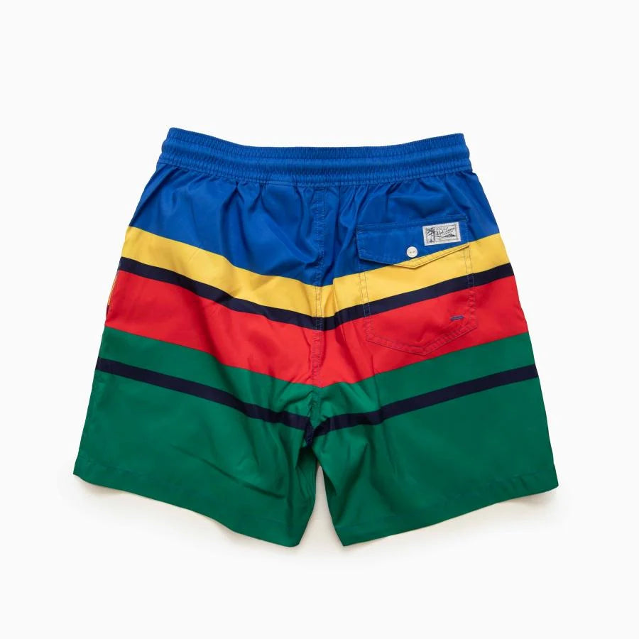 POLO RALPH LAUREN Striped Logo Swim Trunks