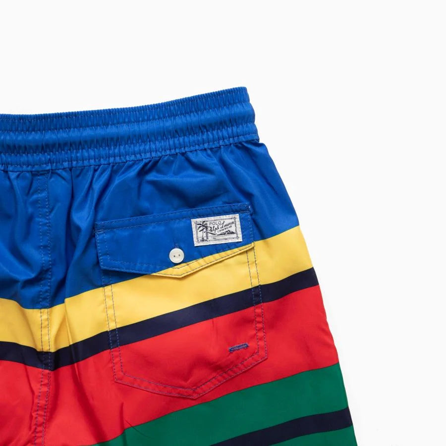 POLO RALPH LAUREN Striped Logo Swim Trunks