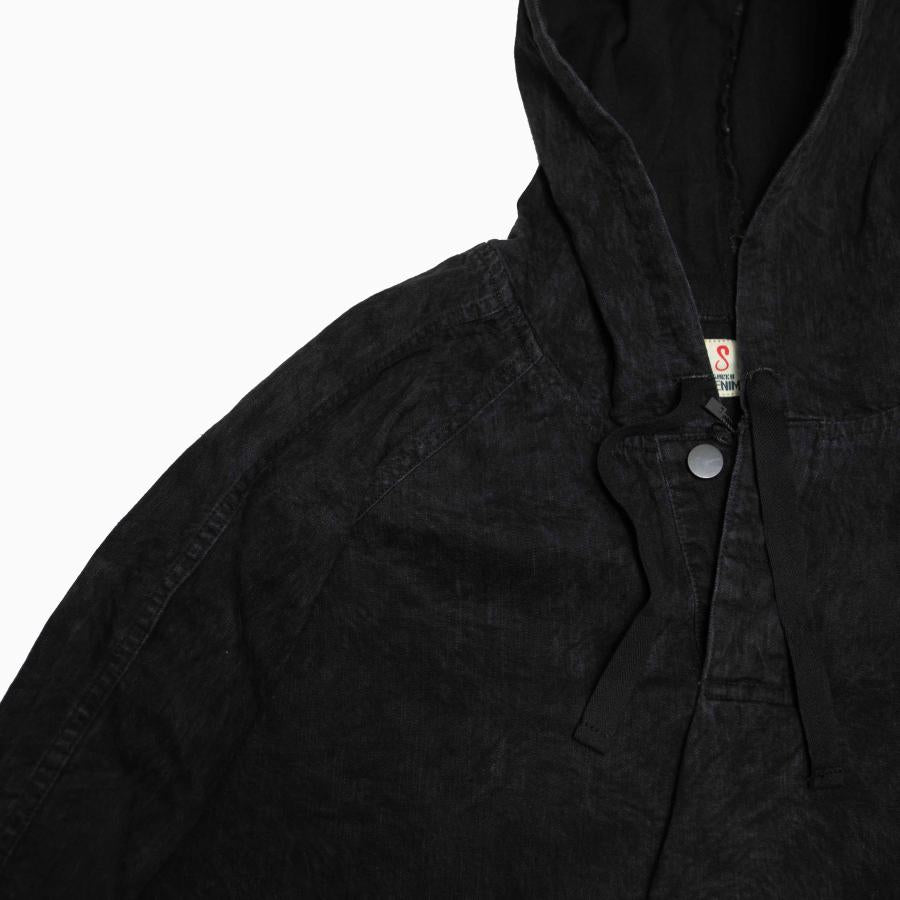 SURKU BLACK HOODED SHIRTS,8oz