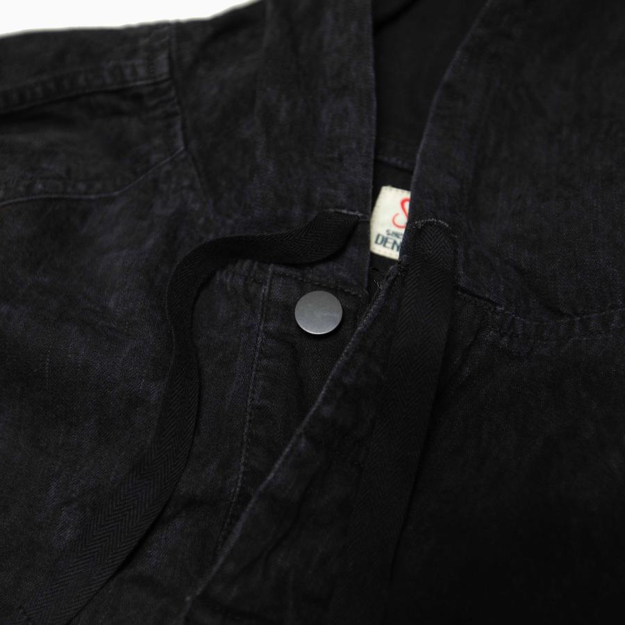 SURKU BLACK HOODED SHIRTS,8oz