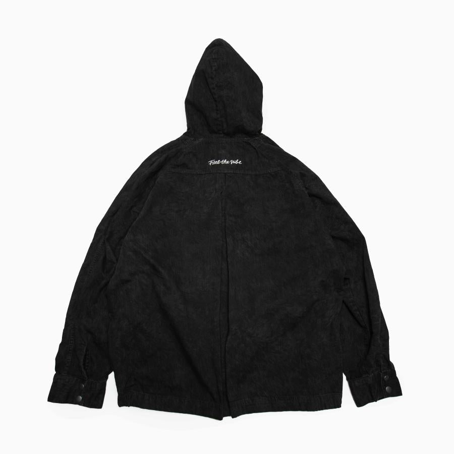 SURKU BLACK HOODED SHIRTS,8oz