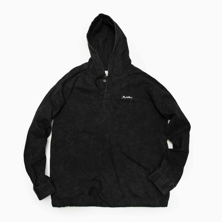SURKU BLACK HOODED SHIRTS,8oz