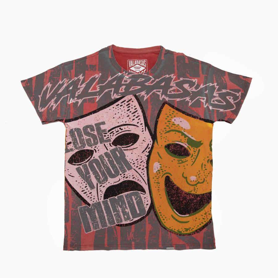 VALABASAS TEE " LAUGH NOW" VINTAGE DATE RED TEE "