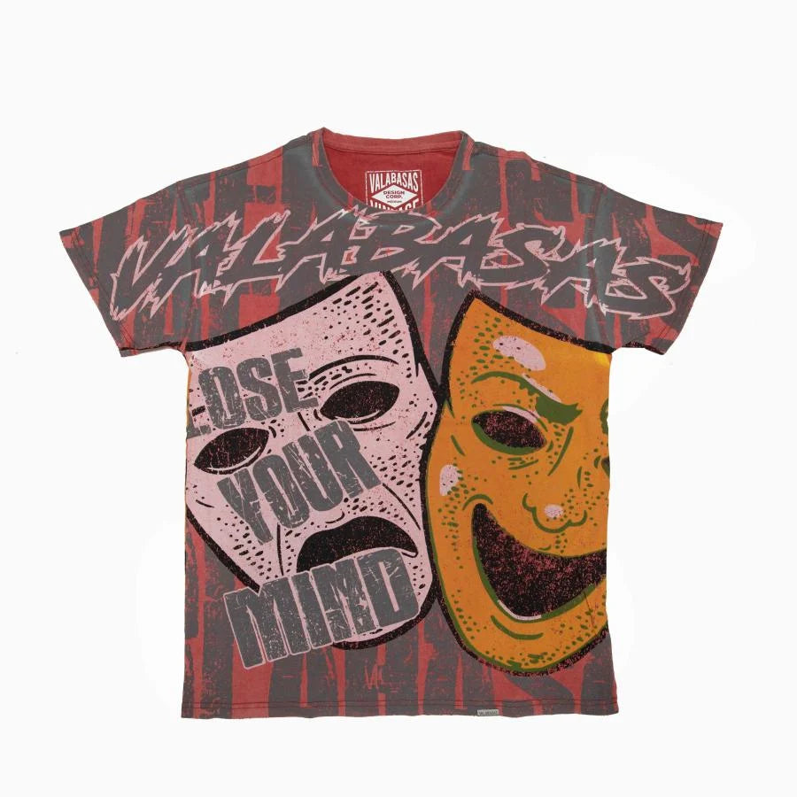 VALABASAS TEE " LAUGH NOW" VINTAGE DATE RED TEE "