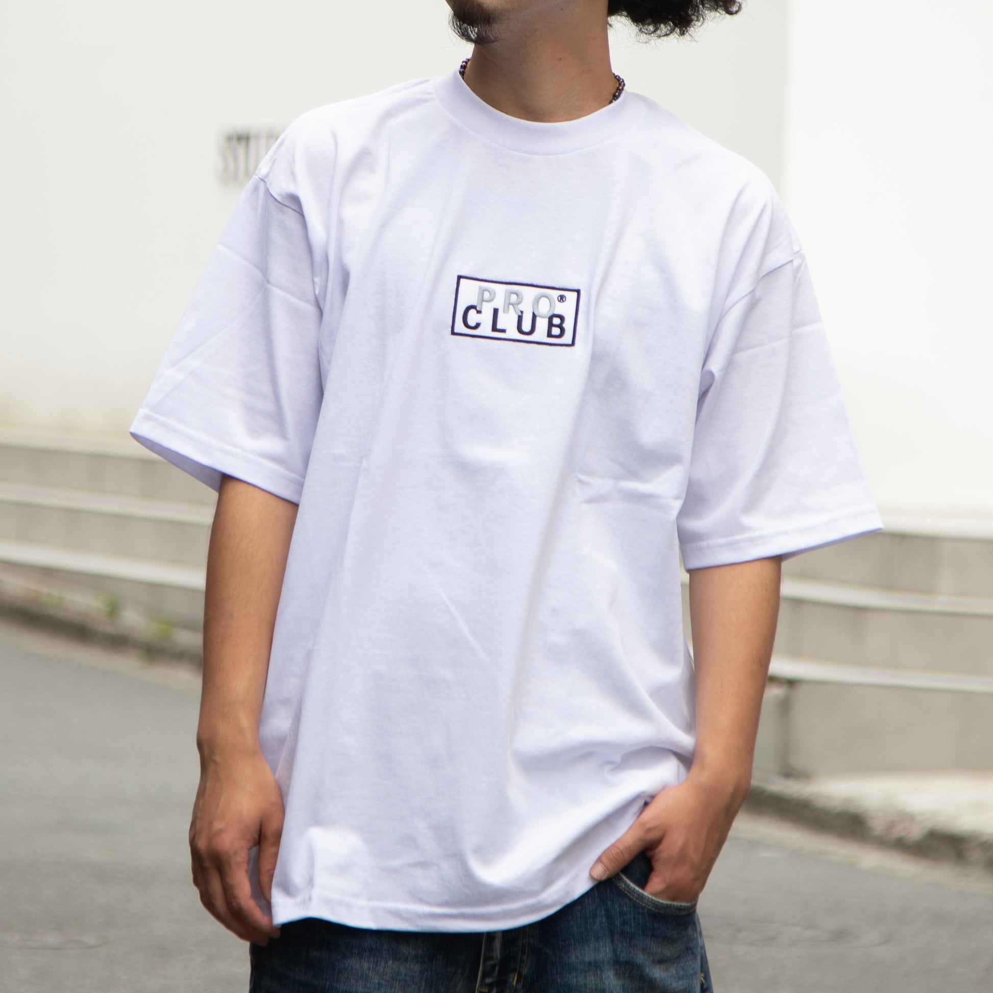 PRO CLUB Heavyweight Short Sleeve Embroidered Box Logo Tee