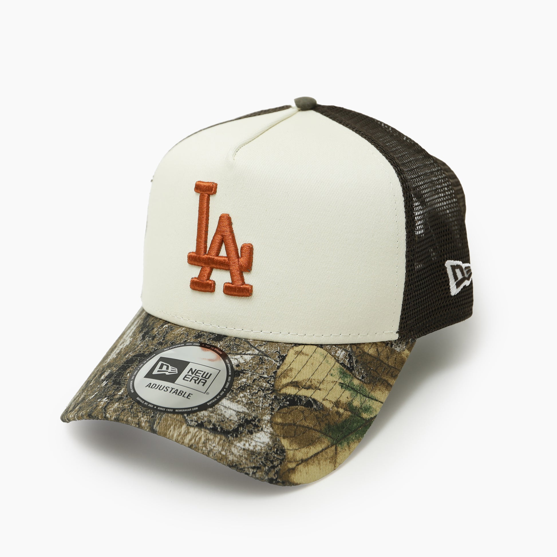NEW ERA 9FORTY A-Frame トラッカー MLB Real Tree Camo ロサンゼルス・ドジャース リアルツリーカモ/クロームホワイト