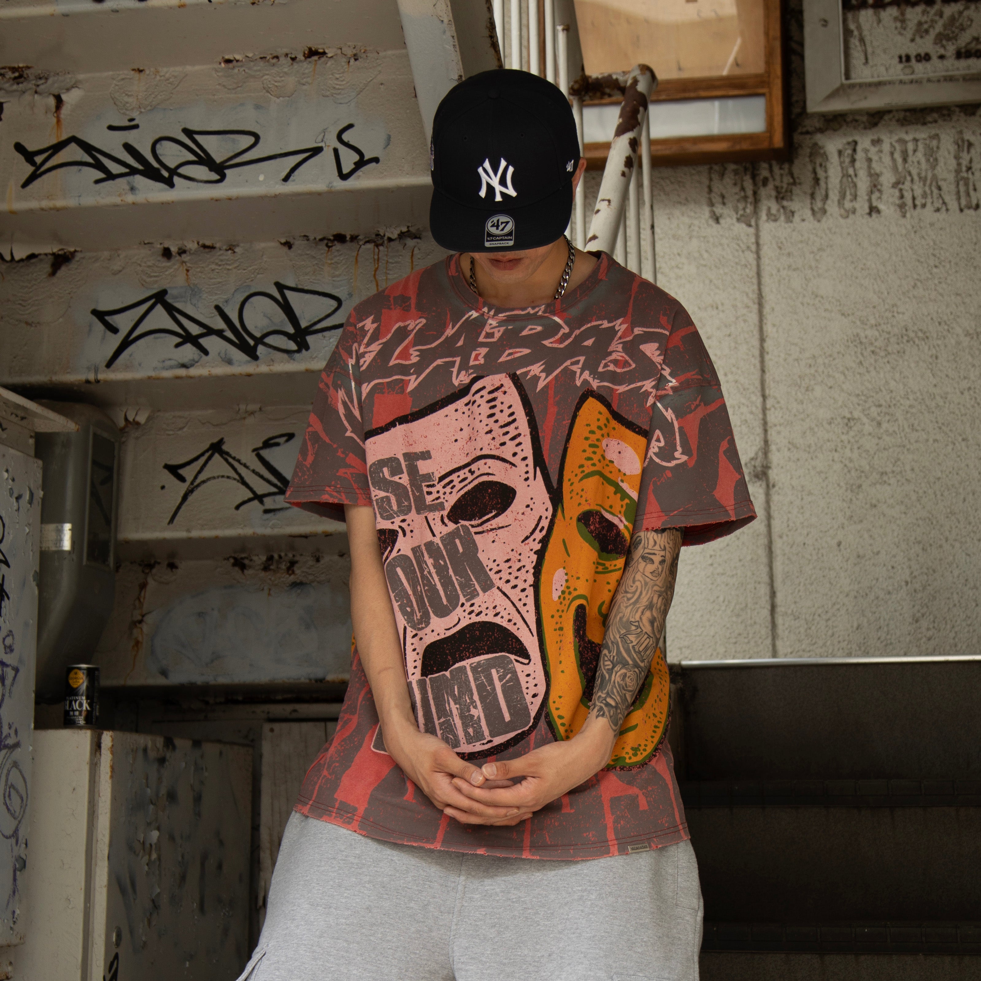 VALABASAS TEE " LAUGH NOW" VINTAGE DATE RED TEE "