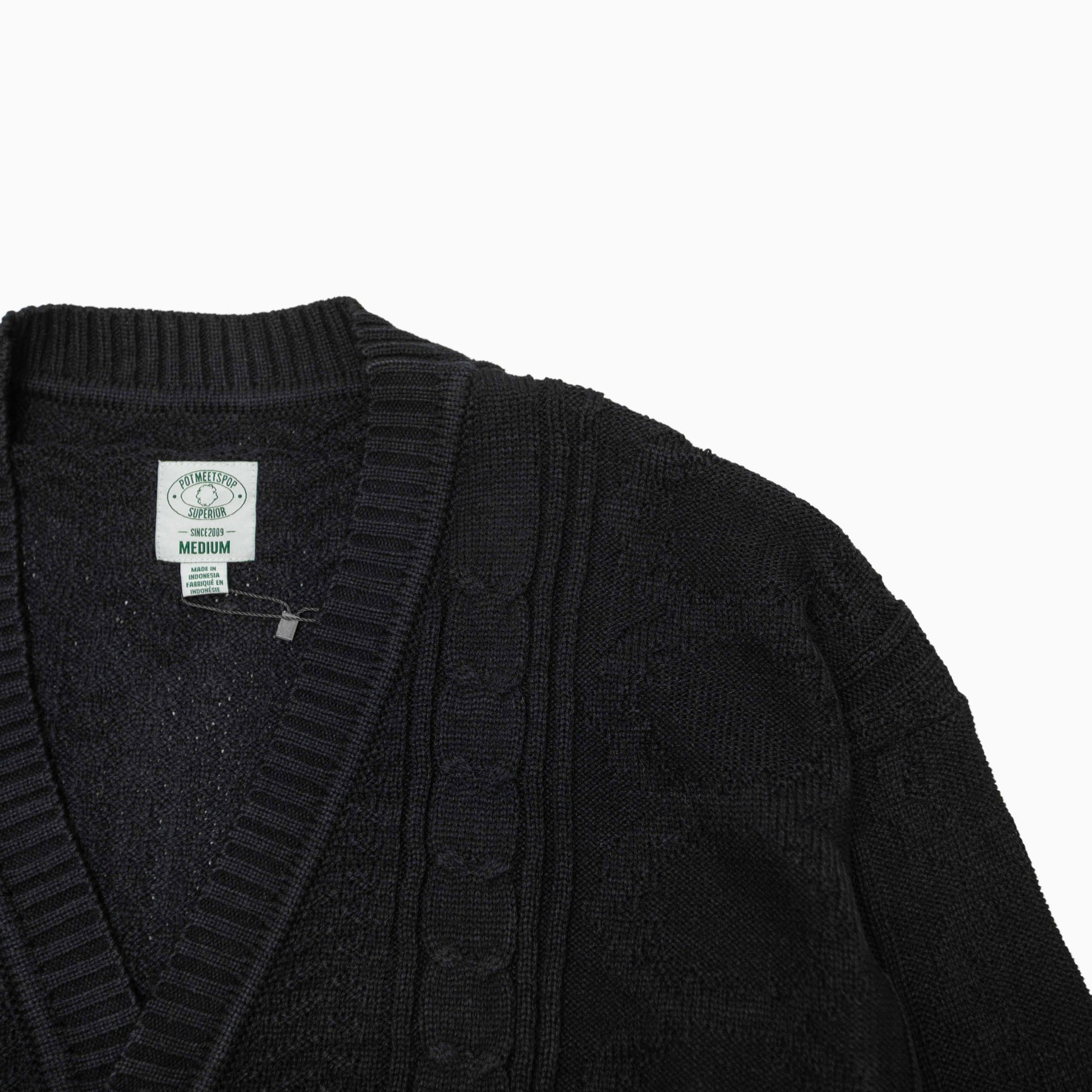 POT MEETS POP " herb cable knit cardigan