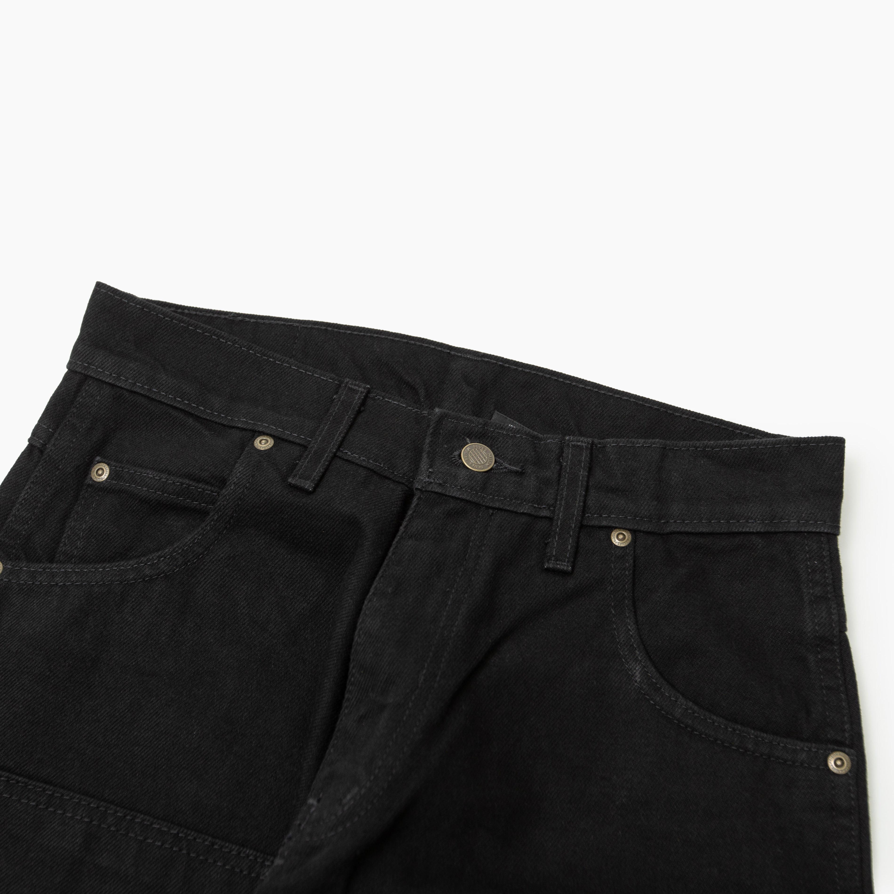 PRISON BLUES Double Knee Jeans w/out buttons Rinsed Black