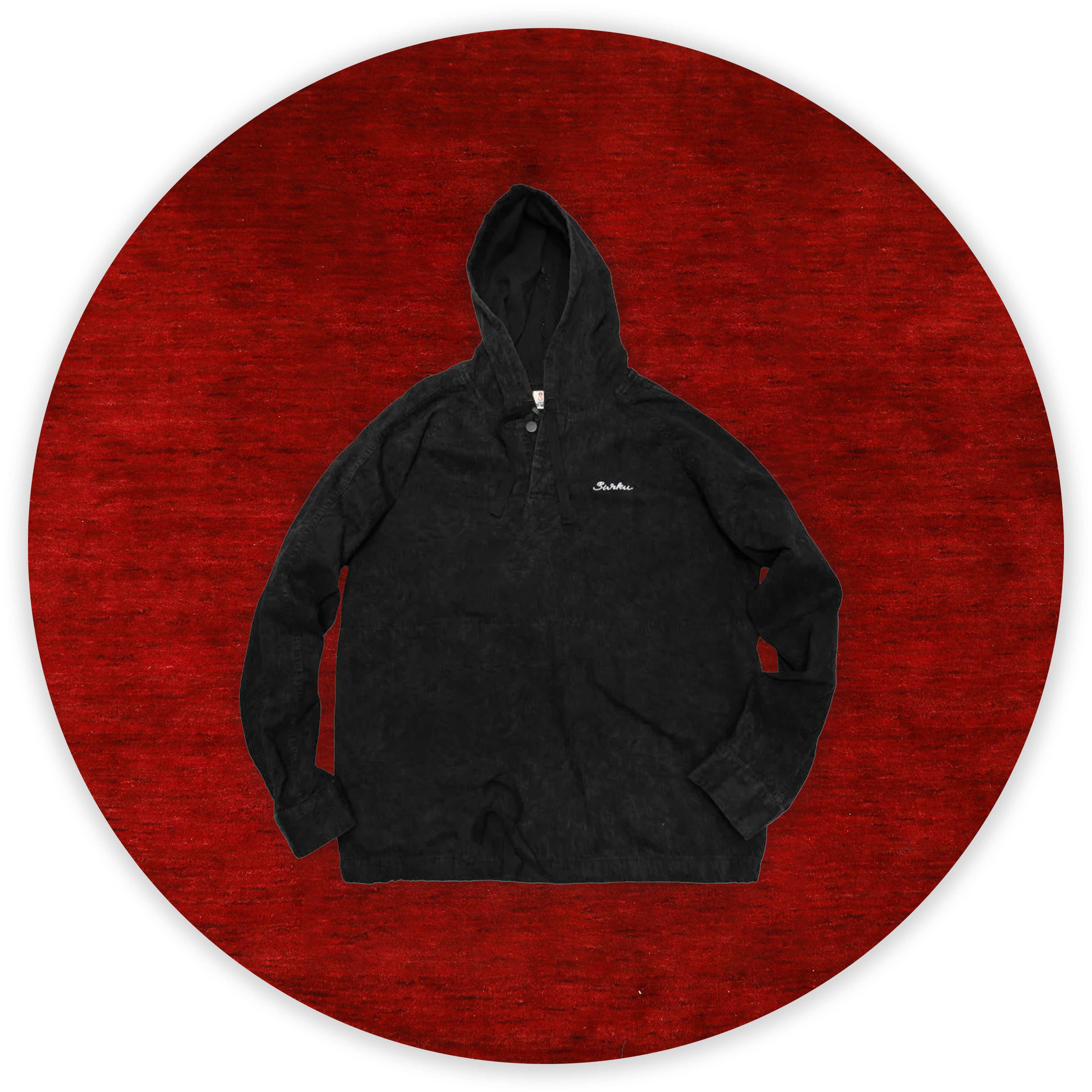 SURKU BLACK HOODED SHIRTS,8oz
