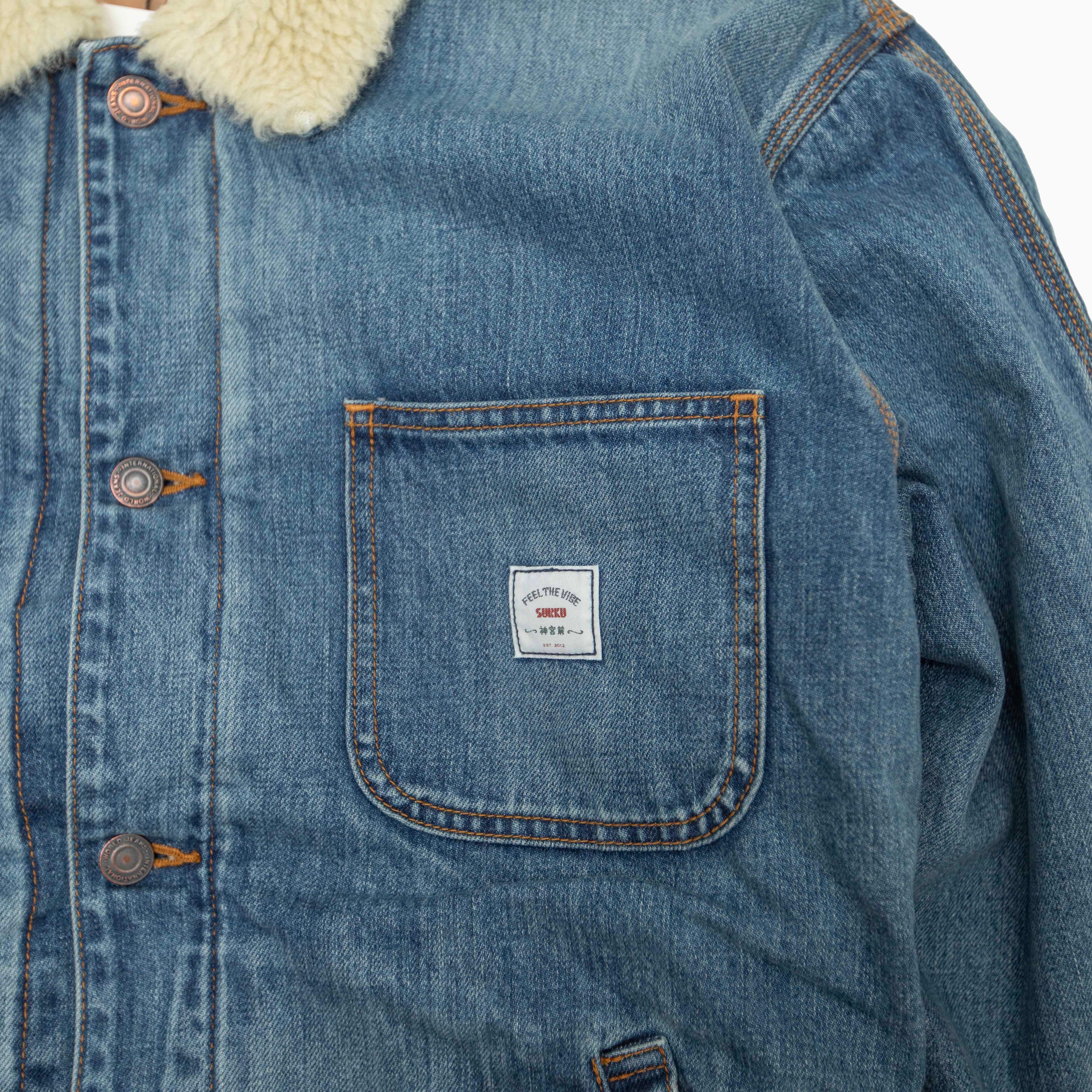 SURKU MIYAKE DENIM BOA JACKET