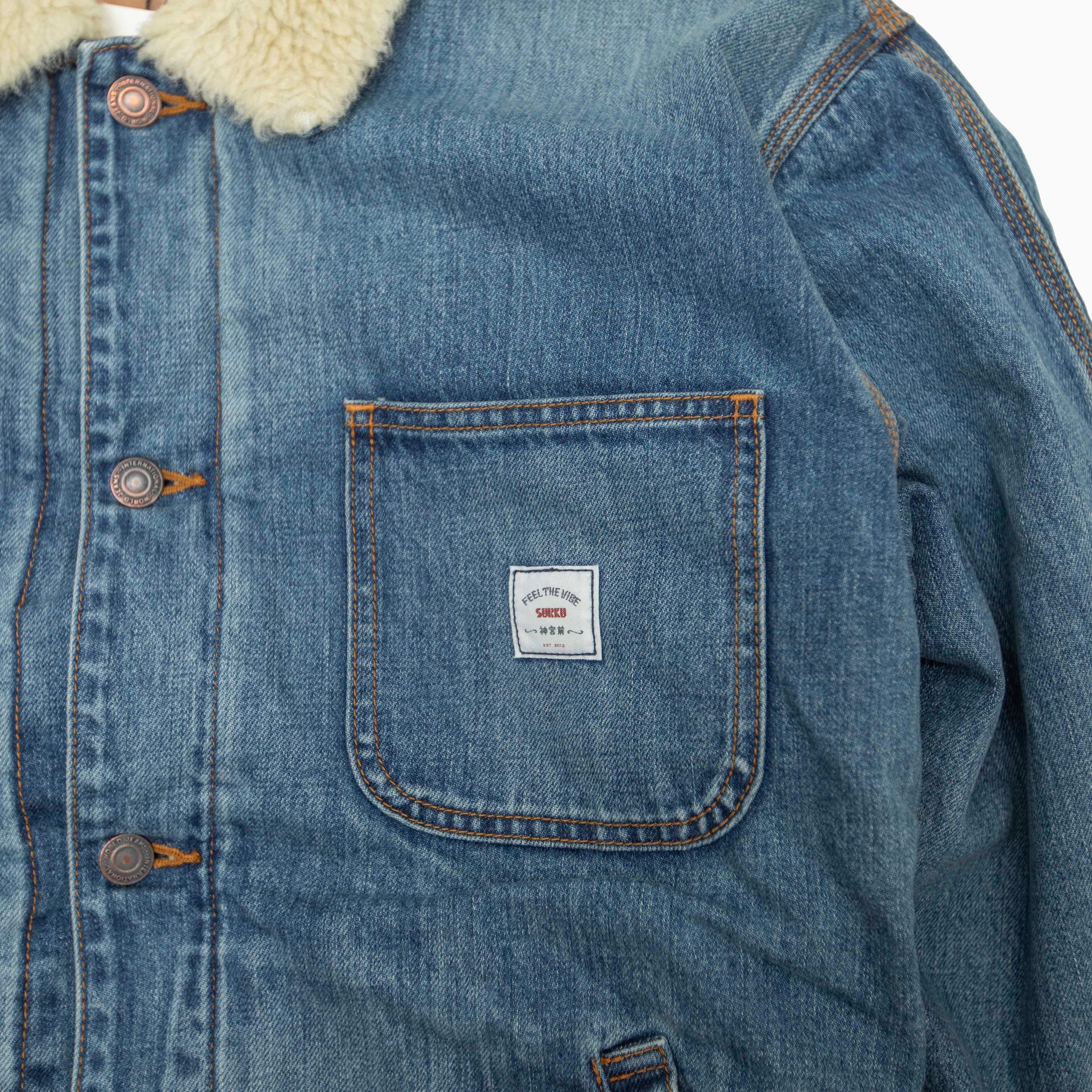 SURKU MIYAKE DENIM BOA JACKET