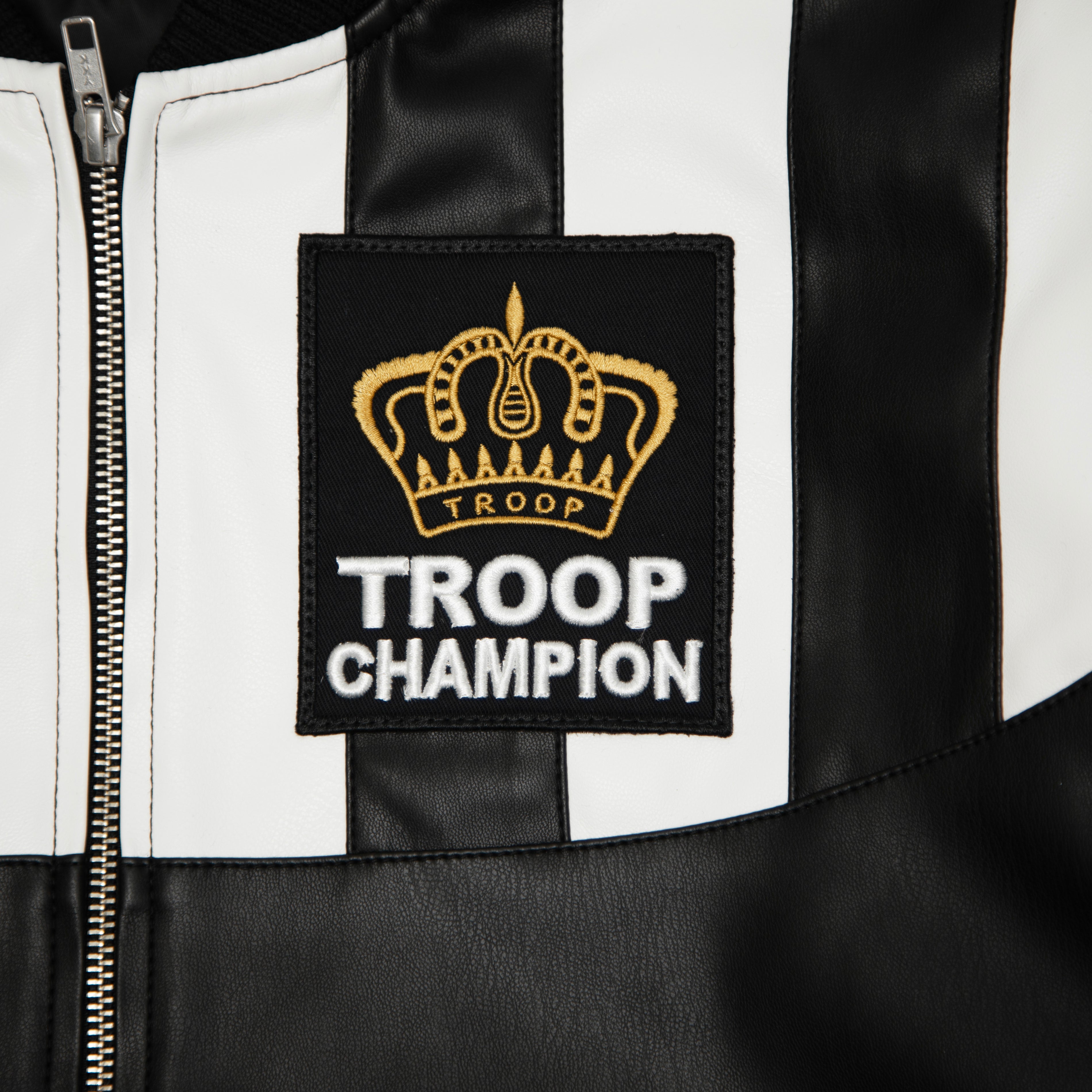 TROOP Champion Leather Jacket BLACK/WHITE