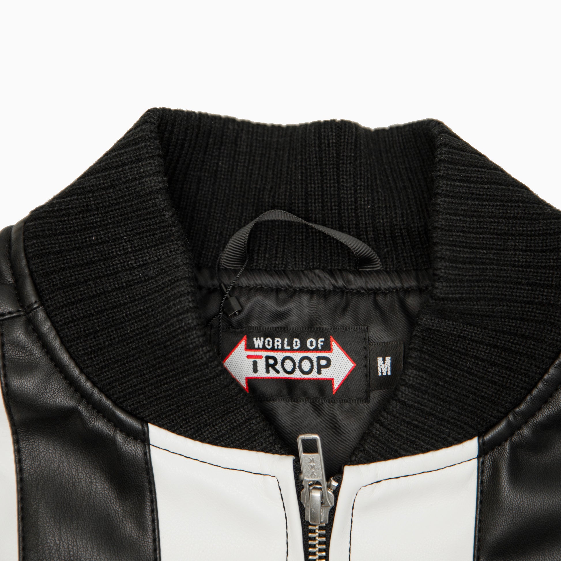 TROOP Champion Leather Jacket BLACK/WHITE