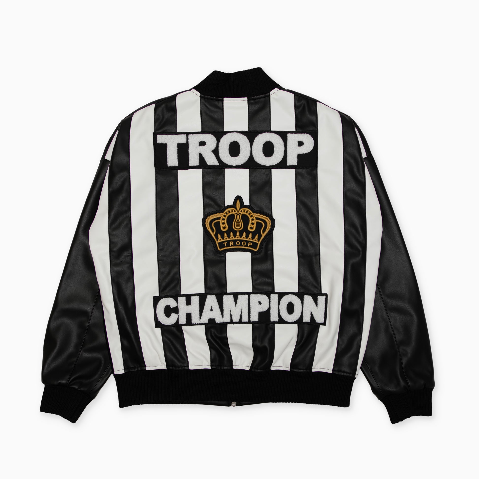 TROOP Champion Leather Jacket BLACK/WHITE