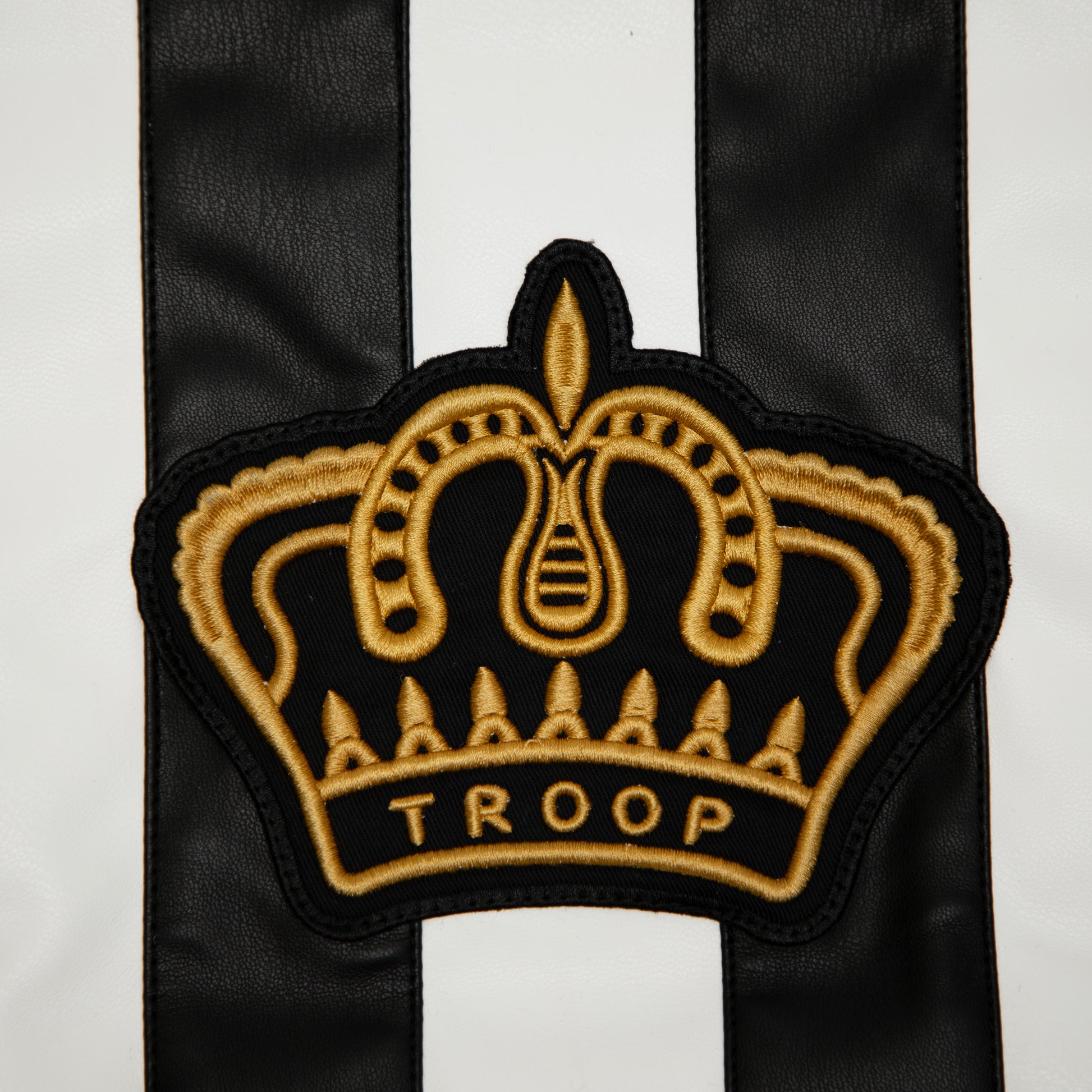 TROOP Champion Leather Jacket BLACK/WHITE