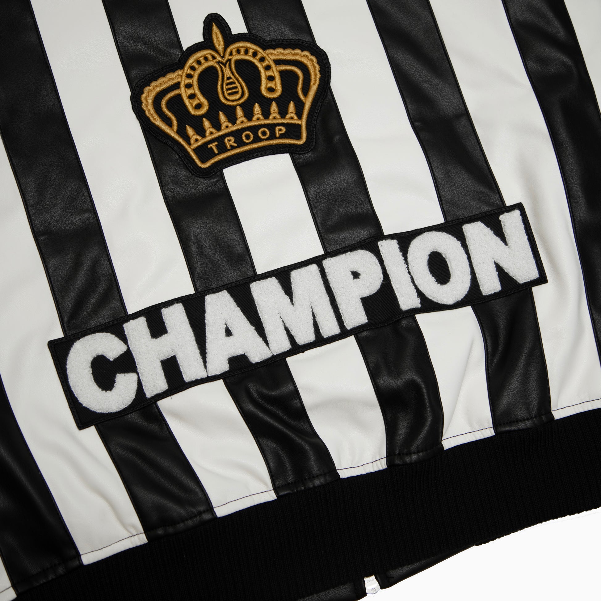 TROOP Champion Leather Jacket BLACK/WHITE
