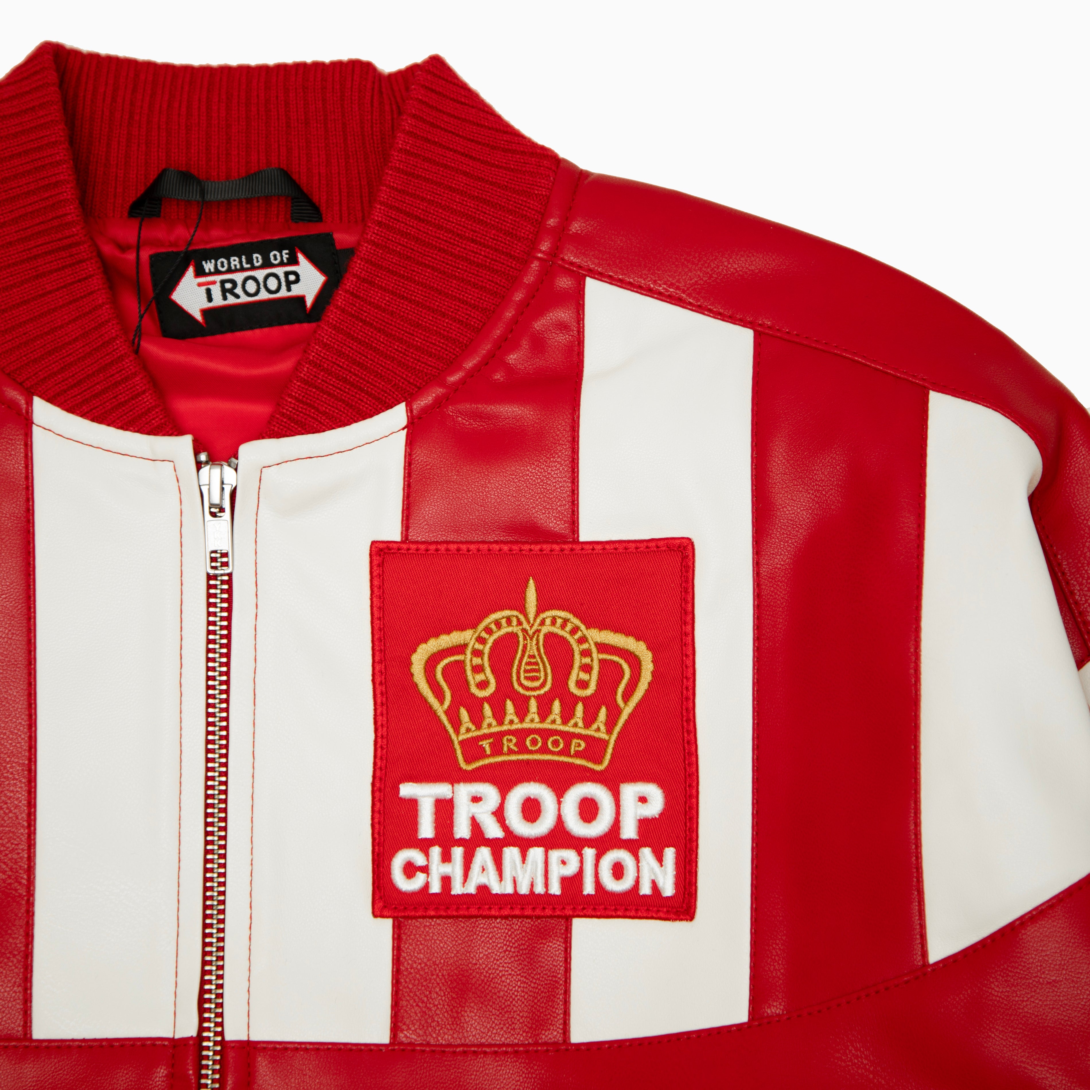 TROOP Champion Leather Jacket RED/WHITE