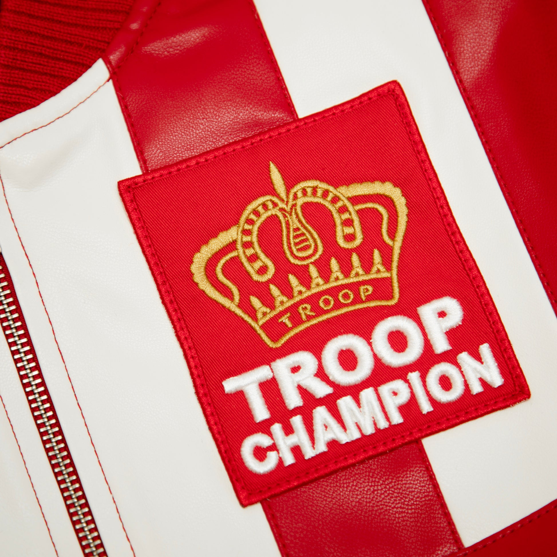 TROOP Champion Leather Jacket RED/WHITE