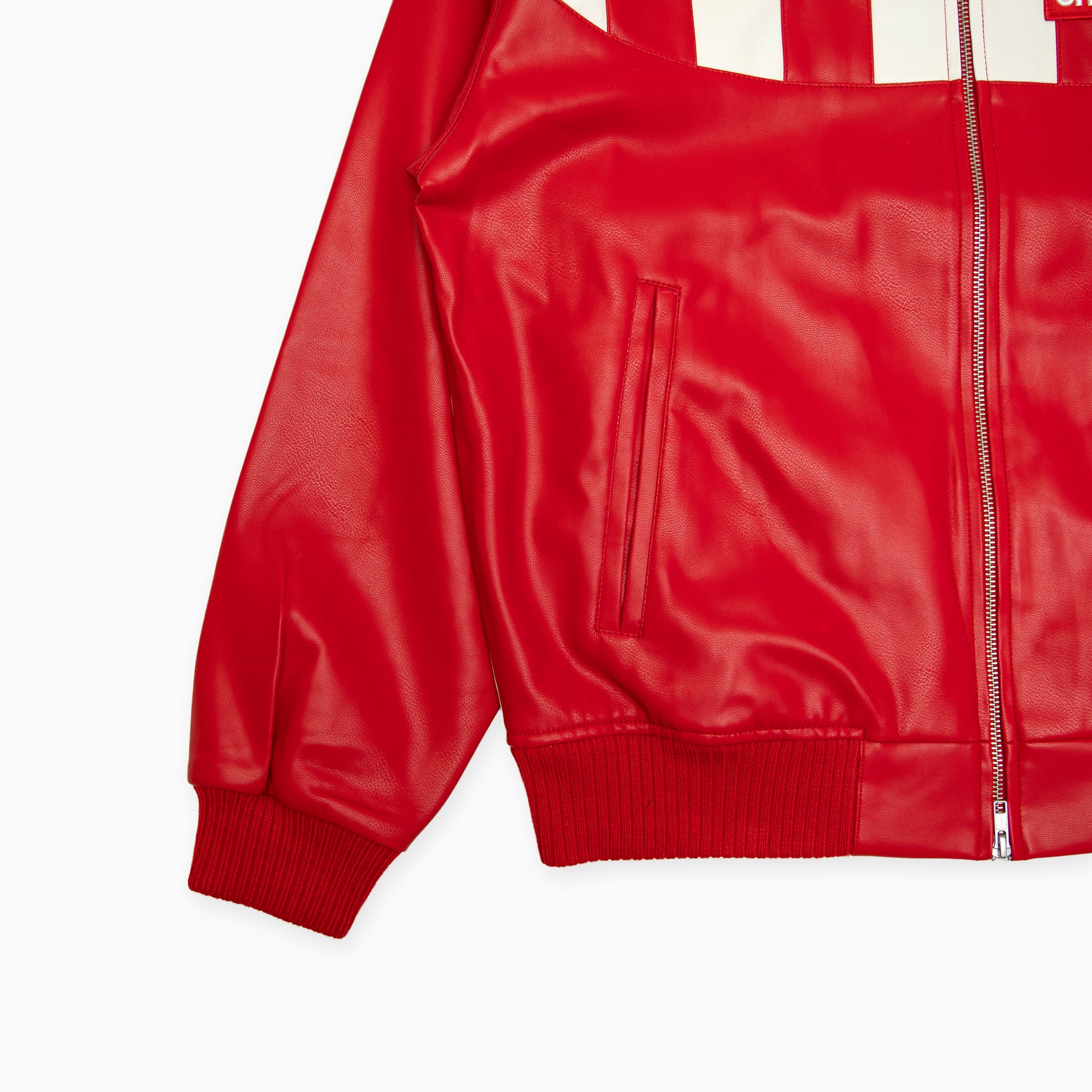 TROOP Champion Leather Jacket RED/WHITE
